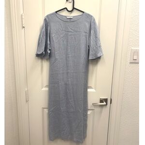 LINENFOX-Flutter Sleeve Tie Linen Dress (Size XS)